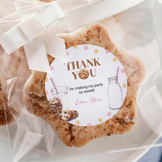 ミルクとクッキーのシールのラベル誕生日パーティー ラウンドシール