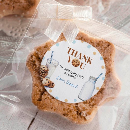 ミルクとクッキーのシールのラベル誕生日パーティー ラウンドシール