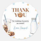 ミルクとクッキーのシールのラベル誕生日パーティー ラウンドシール (正面)