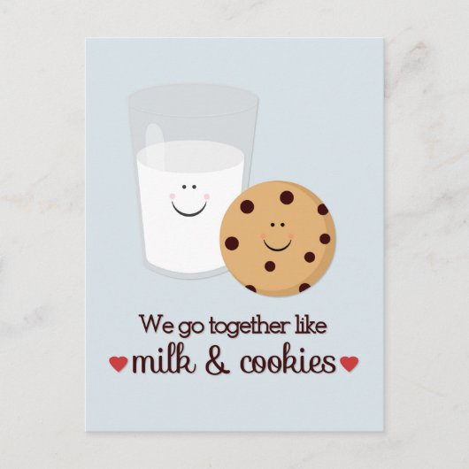 ミルクとクッキーのバレンタインデーのはがき シーズンポストカード (正面)