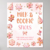 ミルクとクッキーのピンクのクリスマスバースデーパーティー ポスター (正面)