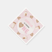 ミルクとクッキーのピンクの最初の誕生日パーティー スタンダードカクテルナプキン (角)