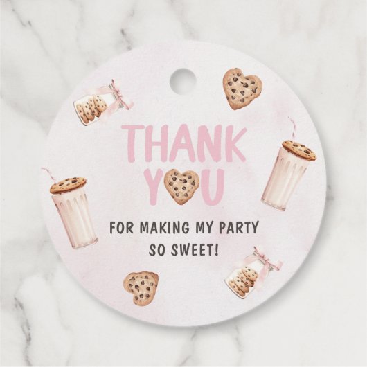 ミルクとクッキーのピンクの最初の誕生日パーティー フェイバータグ (裏面)
