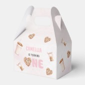 ミルクとクッキーのピンクの最初の誕生日パーティー フェイバーボックス (正面サイド)