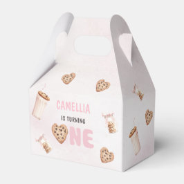 ミルクとクッキーのピンクの最初の誕生日パーティー フェイバーボックス