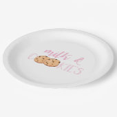 ミルクとクッキーのピンクの誕生日パーティー ペーパープレート (アングル)