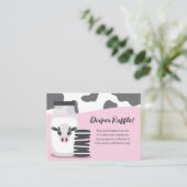 ミルクとクッキーのピンクの赤ちゃんシャワーおむつラッフル エンクロージャーカード (スタンド正面)