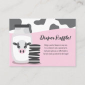 ミルクとクッキーのピンクの赤ちゃんシャワーおむつラッフル エンクロージャーカード (正面)