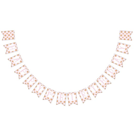 ミルクとクッキーのピンク誕生日 バンティングフラッグ (全)