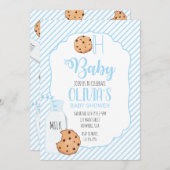 ミルクとクッキーのブルーベビーシャワー 招待状 (正面/裏面)