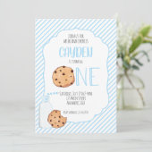 ミルクとクッキーのブルーボーイファースト誕生日 招待状 (スタンド正面)