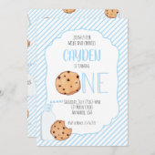 ミルクとクッキーのブルーボーイファースト誕生日 招待状 (正面/裏面)