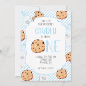 ミルクとクッキーのブルーボーイファースト誕生日 招待状 (正面)