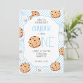 ミルクとクッキーのブルーボーイファースト誕生日 招待状 (スタンド正面)