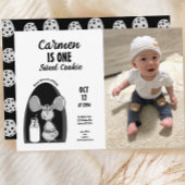ミルクとクッキーのマウススイートファースト誕生日写真 招待状