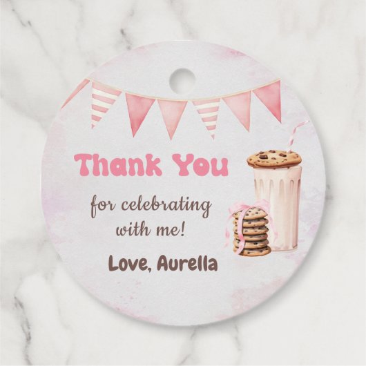 ミルクとクッキーの女の子の最初の誕生日パーティー フェイバータグ (裏面)