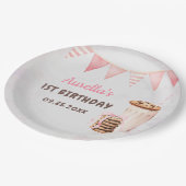 ミルクとクッキーの女の子の最初の誕生日パーティー ペーパープレート (アングル)