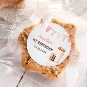 ミルクとクッキーの女の子の最初の誕生日パーティー ラウンドシール