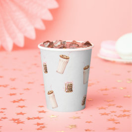 ミルクとクッキーの女の子の最初の誕生日パーティー 紙コップ