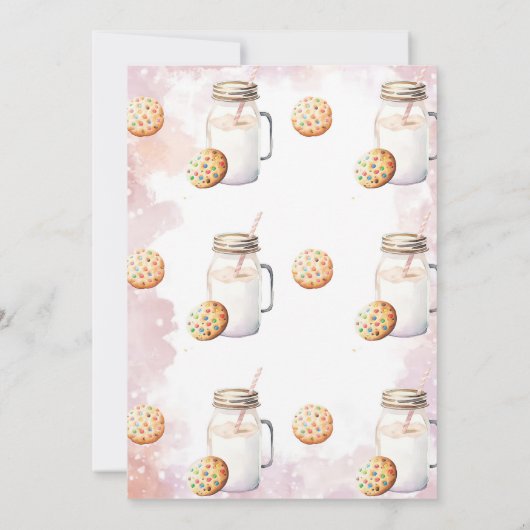 ミルクとクッキーの女の子の赤ちゃんシャワー 招待状 (裏面)