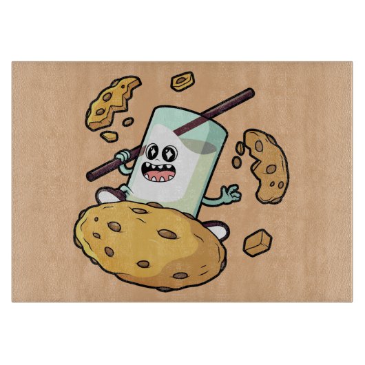 ミルクとクッキーの対決 カッティングボード (正面)