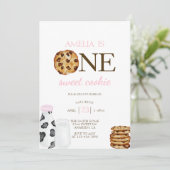 ミルクとクッキーの最初のピンクの誕生日パーティー 招待状 (スタンド正面)