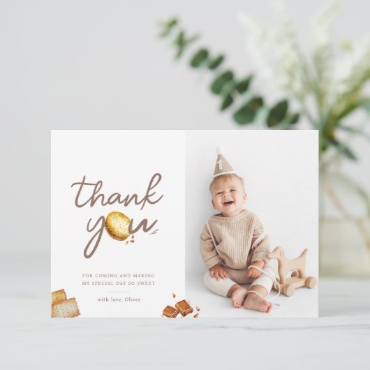 ミルクとクッキーの最初の誕生日パーティーの写真 サンキューカード (スタンド正面)