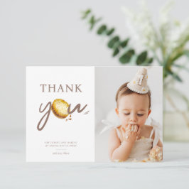 ミルクとクッキーの最初の誕生日パーティーの写真 サンキューカード