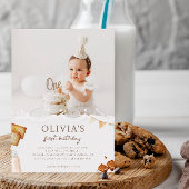 ミルクとクッキーの最初の誕生日パーティーの写真 招待状