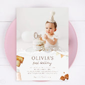 ミルクとクッキーの最初の誕生日パーティーの写真 招待状