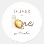 ミルクとクッキーの最初の誕生日パーティーの招待 ラウンドシール (正面)