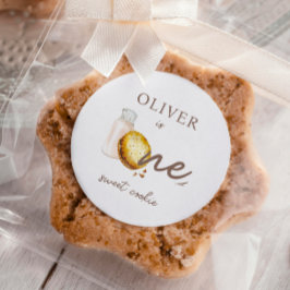 ミルクとクッキーの最初の誕生日パーティーの招待 ラウンドシール