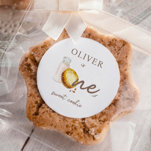 ミルクとクッキーの最初の誕生日パーティーの招待 ラウンドシール