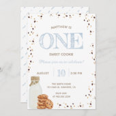 ミルクとクッキーの最初の誕生日パーティーへの招待 招待状 (正面/裏面)