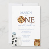 ミルクとクッキーの最初の誕生日パーティーへの招待 招待状 (正面)