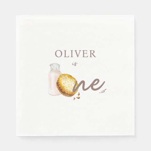 ミルクとクッキーの最初の誕生日パーティー スタンダードランチョンナプキン (正面)