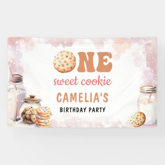 ミルクとクッキーの最初の誕生日パーティー 横断幕 (横)