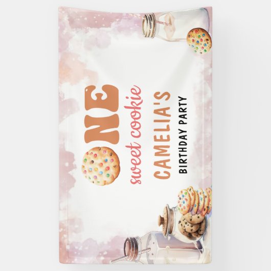 ミルクとクッキーの最初の誕生日パーティー 横断幕 (縦)