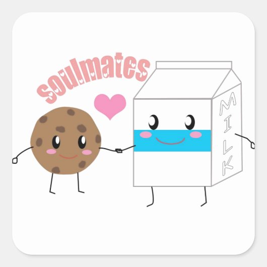 ミルクとクッキーの正方形のステッカー（20枚） スクエアシール (正面)