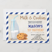 ミルクとクッキーの男の子のパーティー招待状 招待状 (正面)