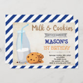 ミルクとクッキーの男の子のパーティー招待状 招待状 (正面/裏面)