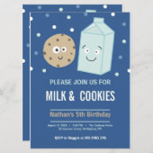 ミルクとクッキーの誕生日デザートパーティの招待状 招待状 (正面/裏面)