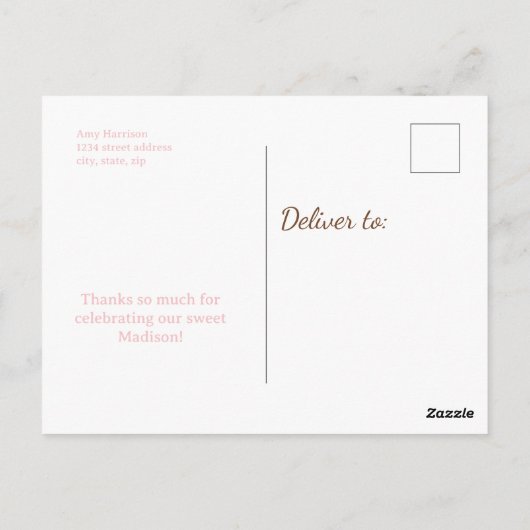 ミルクとクッキーの誕生日パーティーお礼カード ポストカード (裏面)