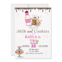 ミルクとクッキーの誕生日パーティーの女の子のための招待