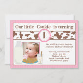 ミルクとクッキーの誕生日パーティー招待ガール 招待状 (正面)