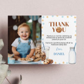 ミルクとクッキーの誕生日写真サンキューカード サンキューカード