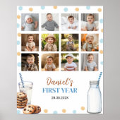 ミルクとクッキーの誕生日写真マイルストーンのサイン ポスター (正面)