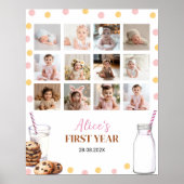 ミルクとクッキーの誕生日写真マイルストーンのサイン ポスター (正面)