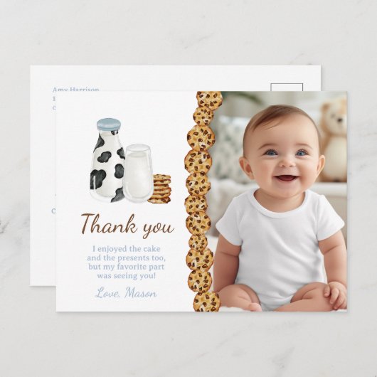 ミルクとクッキーの誕生日感謝していパーティー ポストカード (正面/裏面)