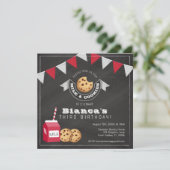 ミルクとクッキーの誕生日招待状-ヴィンテージチャ 招待状 (スタンド正面)